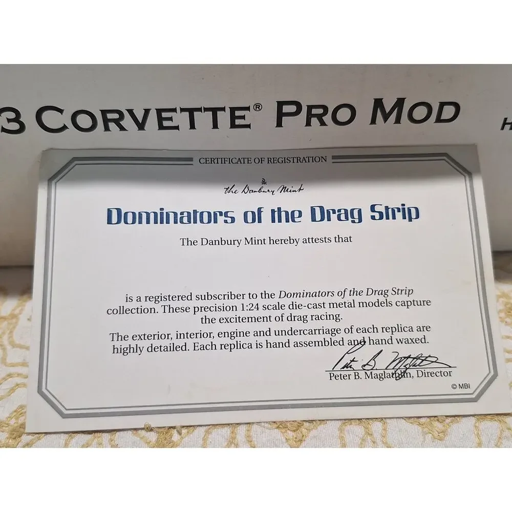 Danbury Mint 1963 Corvette Pro Mod 1:24 Diecast Drag Car w/Box - Excellent